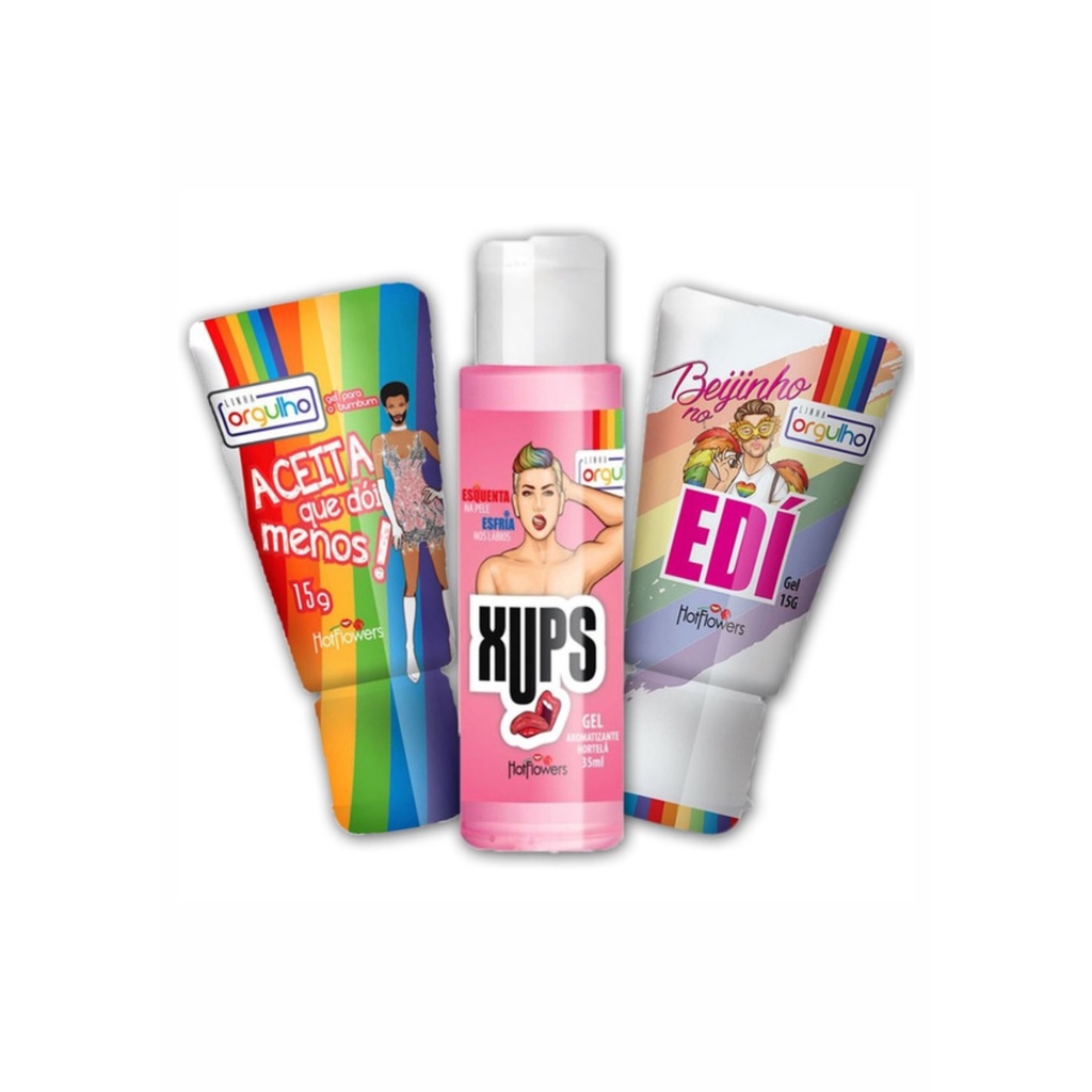 Kit sexy shop Orgulho gel Xups 35ml + gel para sexo anal aceita que dói  menos 15g + gel Beijinho no Edi 15g - Hot Flowers | Shopee Brasil