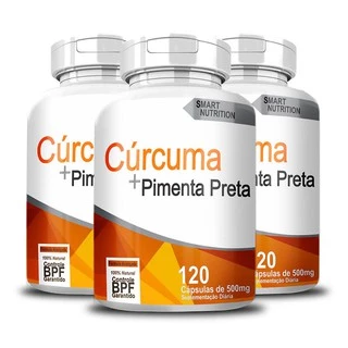 3x Cúrcuma + Pimenta Preta - 120 cápsulas - 500 mg