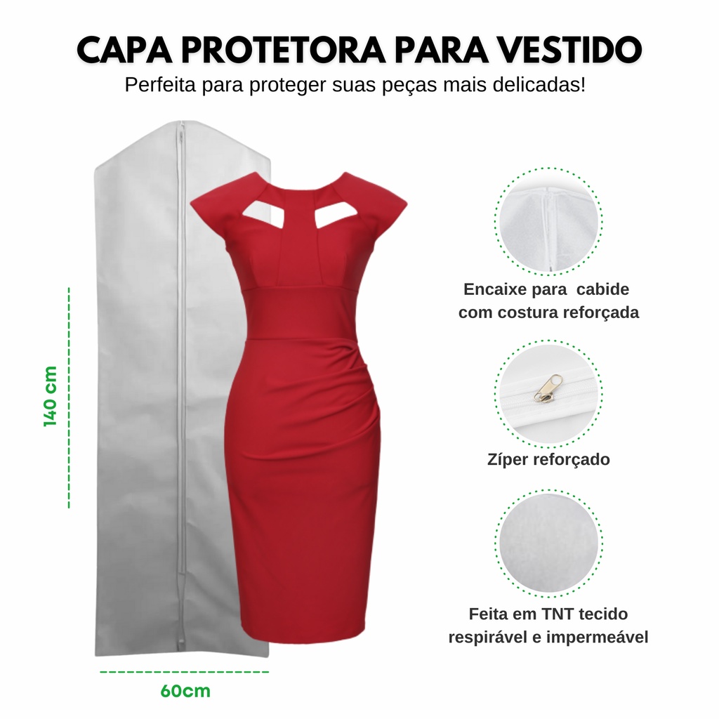 Capa para Vestido Protetor contra poeira e mofo organizador de guarda ...