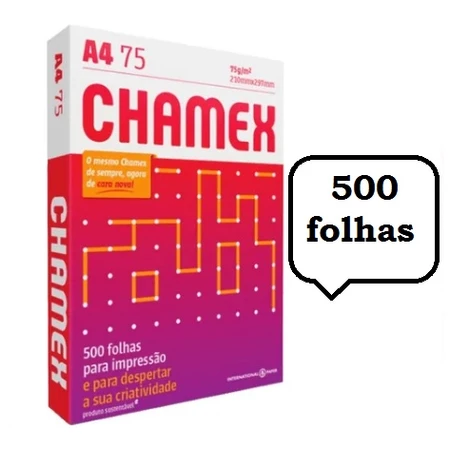 Papel A4 sulfite Chamex office 210x297 75g resma 500 folhas