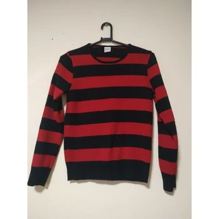 tricô blusa camisa listrada vermelho e preta