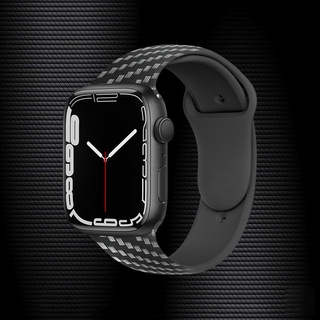 Para Apple Watch 9 45mm Padrão de Fibra de Carbono Fivela Magnética  Pulseira de Relógio de