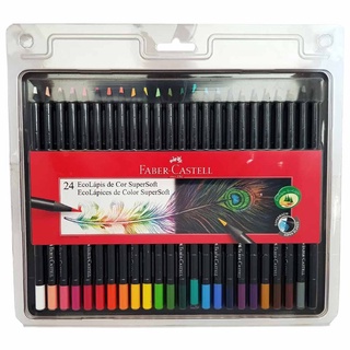 Lapis De Cor Faber Castell 12 Cores Super Soft + 2 Ecolapis Preto  120712SOFT+2 C/12 Caixas - Papelaria Criativa