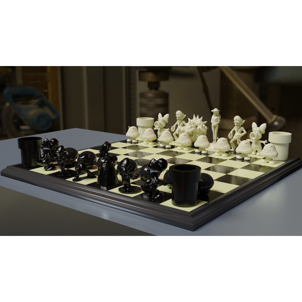 Kit peças de Xadrez Espiral 32 Peças Impressão 3D Preto e Branco
