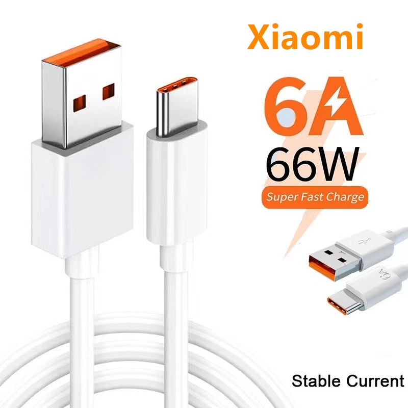 Cabo De Carregador Super Rápido Xiaomi 66W 6A Carregamento USB Tipo C De Dados