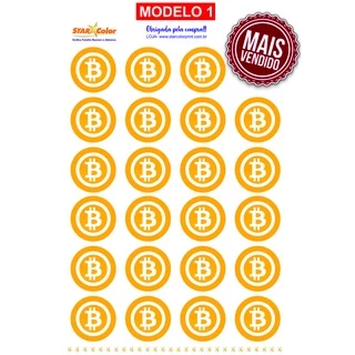 Cartela de Adesivos Bitcoin Btc Criptomoeda 3,5x3,5 (NÃO BORRA, NÃO RASGA)