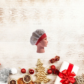 KIT 7 Toucas de cozinha *BRANCA aba VERMELHA* lavável, superconfortável e resistente, profissional gastronomia, garçom, confeiteiro, padeiro, barman, uniformes Natal, garçonete, açougue, enfermeiros, redinha, telinha, perfurada, gorro não é bandana