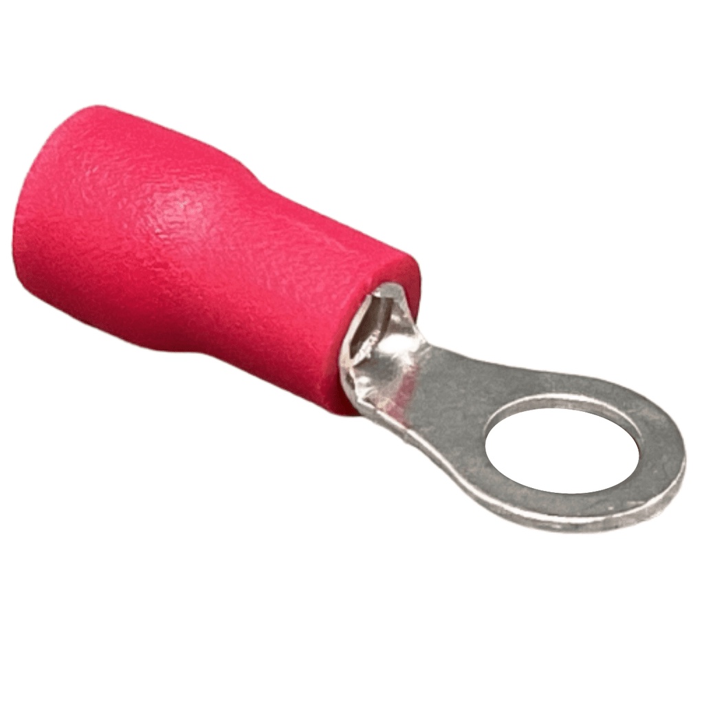 Terminal Olhal Argola Anel Pré-isolado Conector Elétrico para Cabos e Fios 0,5 A 1,5mm vermelho-100un