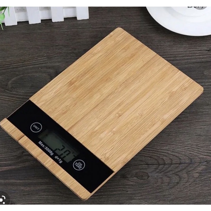 Balança de Precisão Digital Cozinha Bambu Bamboo 1gr 5Kg pilhas ...