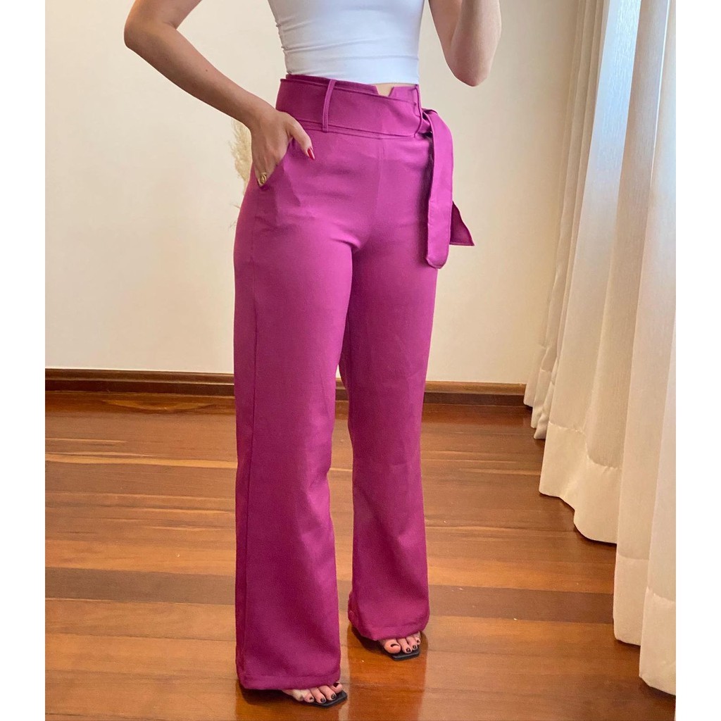 Calça pantalona CAPRI cor lisa - Meu Estilo Moda