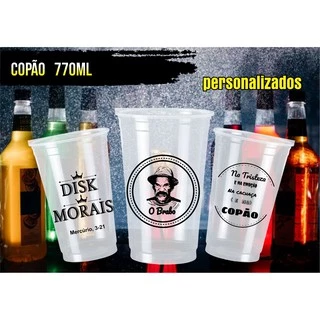 KIT 100 Copos Copão Disk Cerveja Adega Descartável 770ml 700ml PERSONALIZADOS Copo Drink