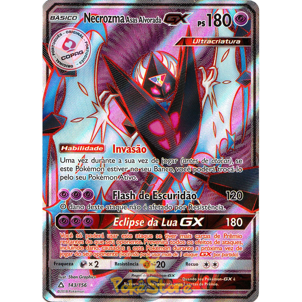 Carta Pokémon Lendário Necrozma GX Sombras Ardentes