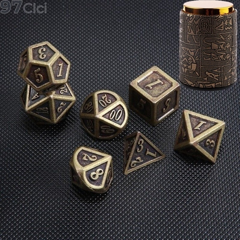 Conjunto de dados de metal de 7 peças, dados de RPG de dados de