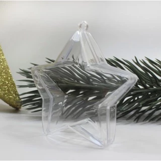 Kit 12 Enfeite Estrela Acrílico Transparente Fotos Decoração De Natal