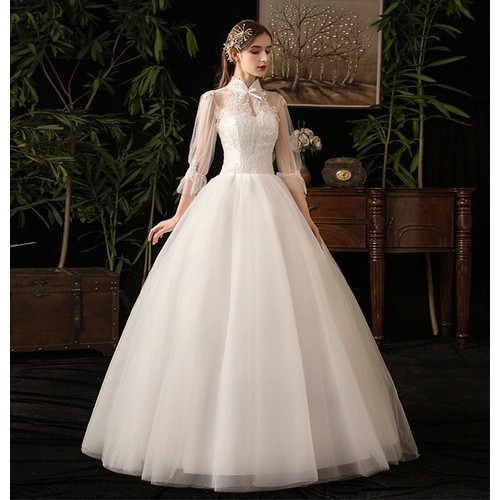 Vestido De Noiva Estilo Princesa Super Luxo Com Cauda Rendado Novidade (54,  Branco)