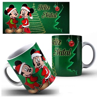 Caneca Feliz Natal Turma Do Mickey - Porcelana 325ml Md02