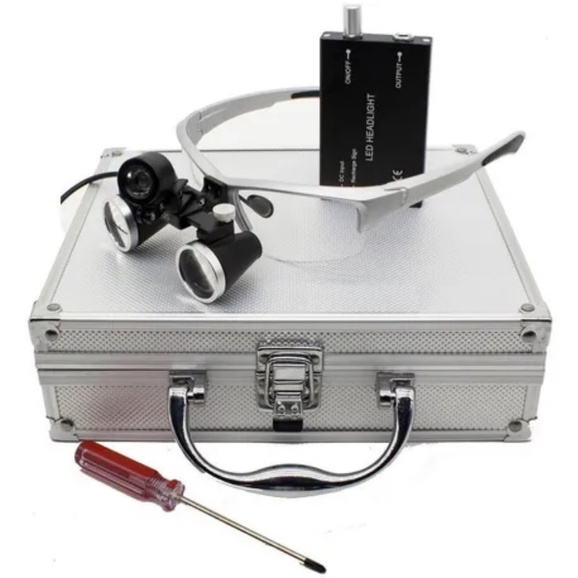 Óculos Lupa Cabeça 3,5x Led 3w Cirúrgico Dentista Estética