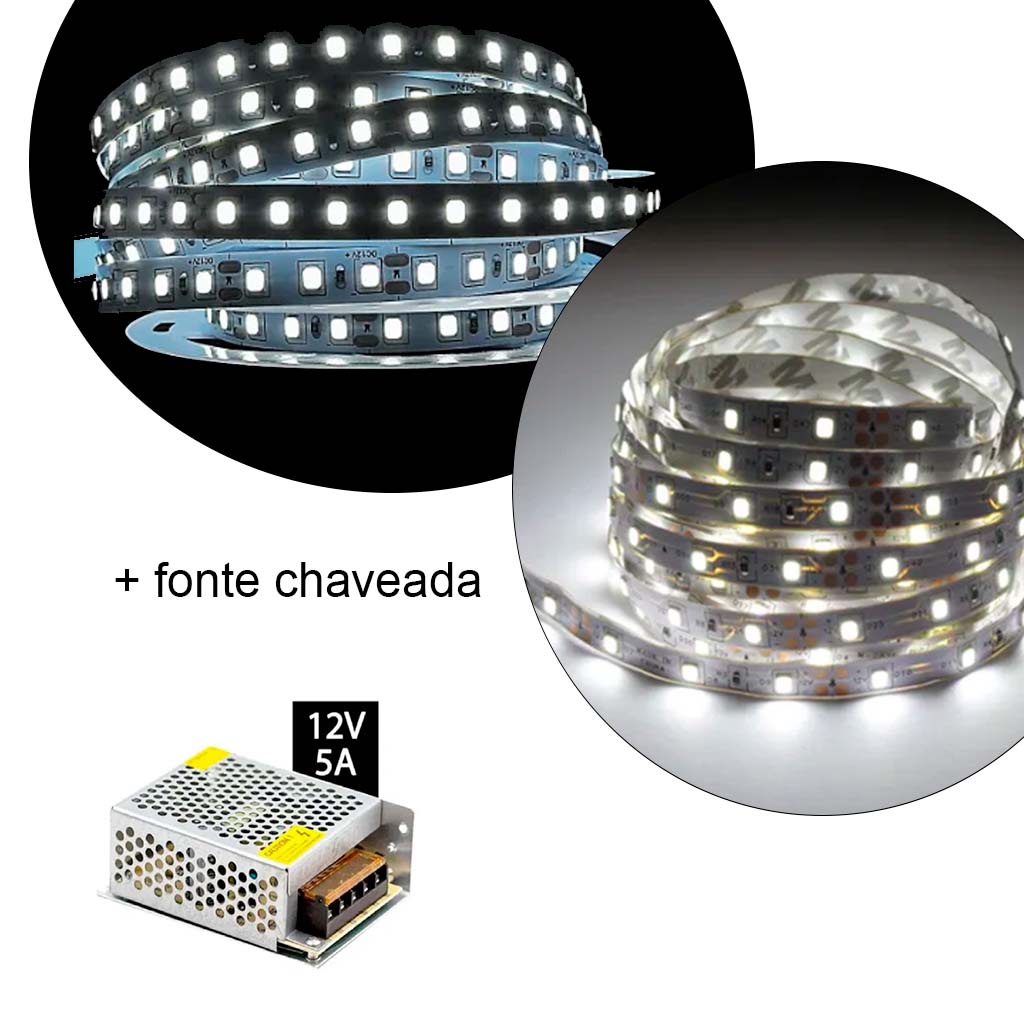 Fita Led Branco Frio Ou Neutro Led Por Metro M Fonte Chaveada