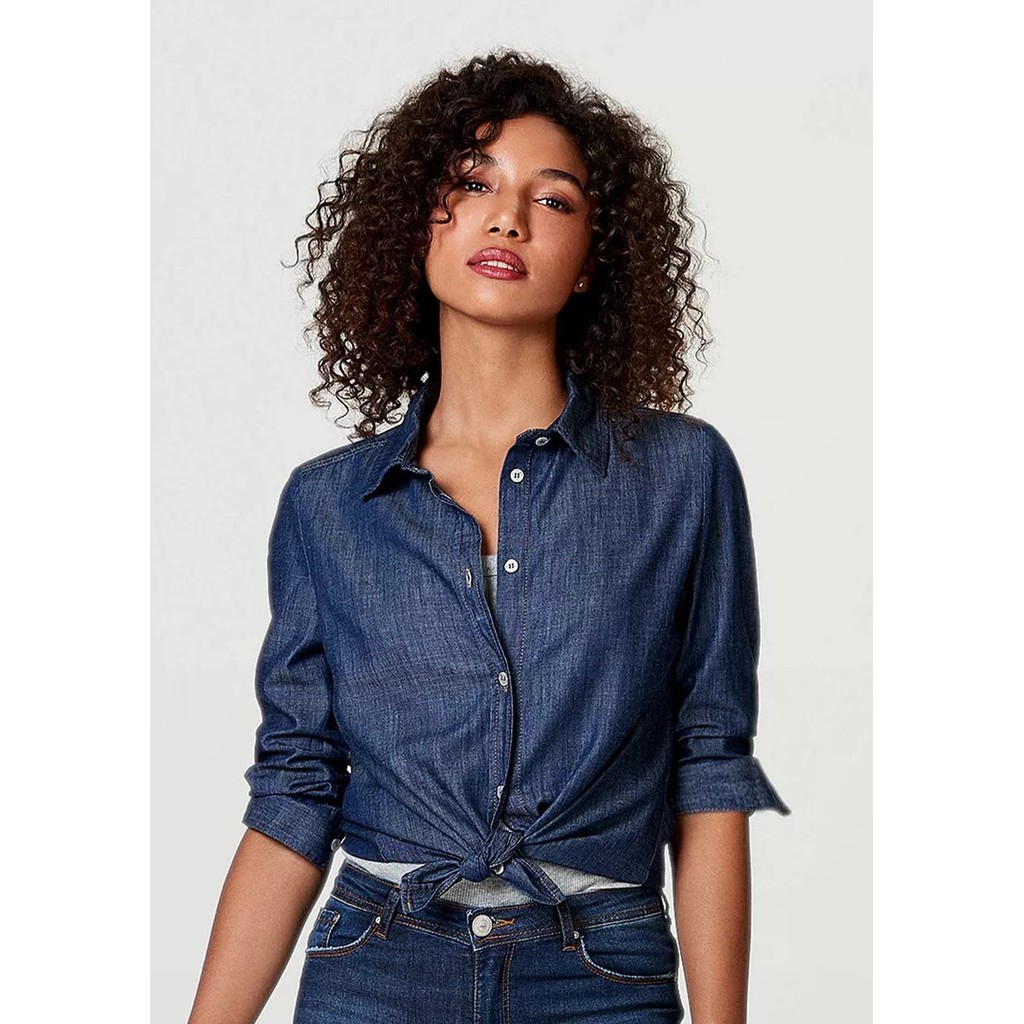 Blusa jeans sale feminino