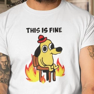 Camiseta This is Fine Meme Engraçada Cachorro Dog Fire