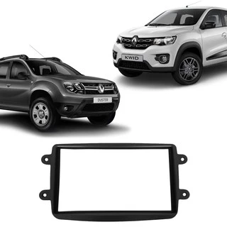 Moldura 2 Din Renault Duster Captur Logan New Logan New Duster New Sandero Kwid Preto Fosco