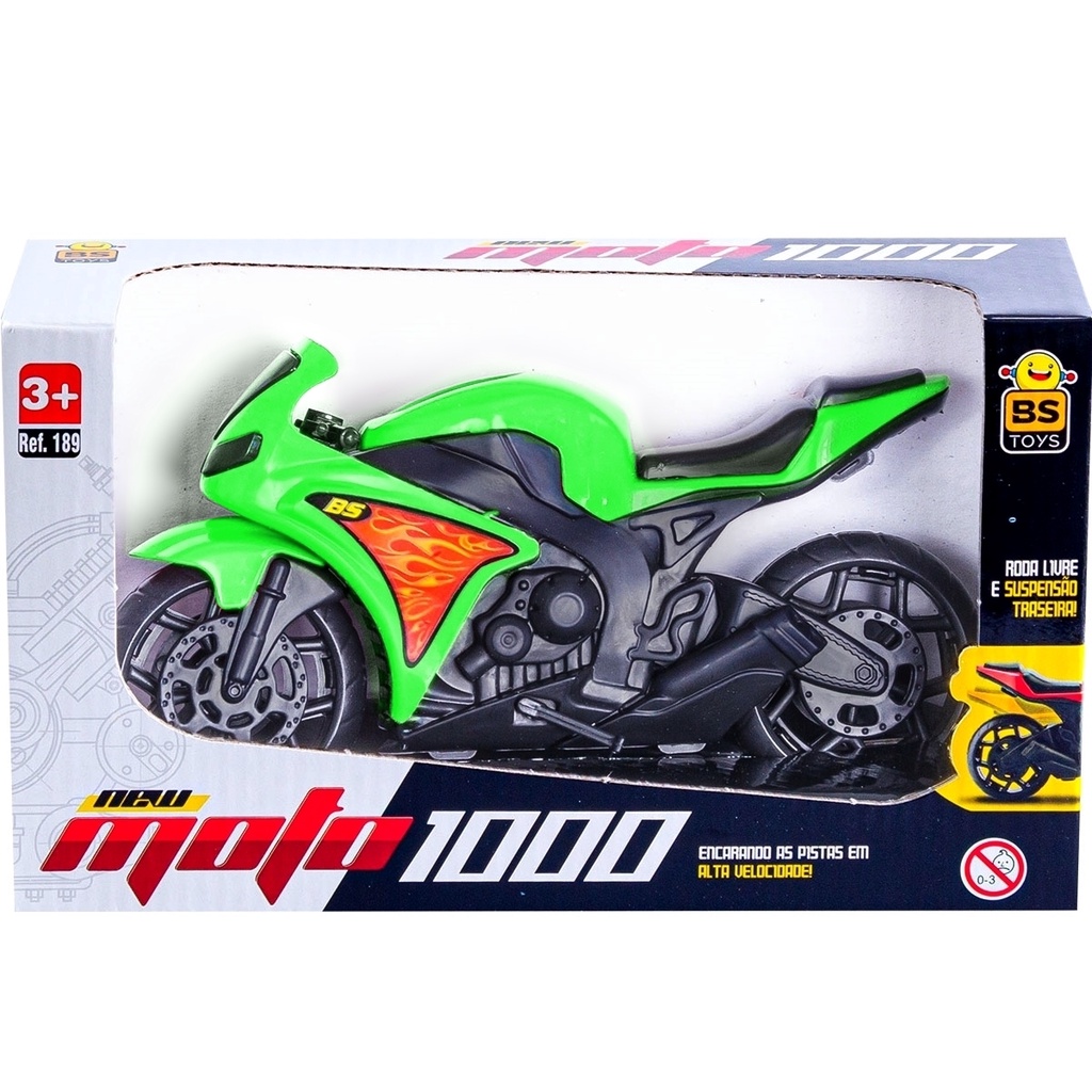 Brinquedo Moto de Corrida 1000 Branca Infantil Esportiva c/ Apoio Bs Toys  Motinha p/ Crianças Meninos Decoração Coleção