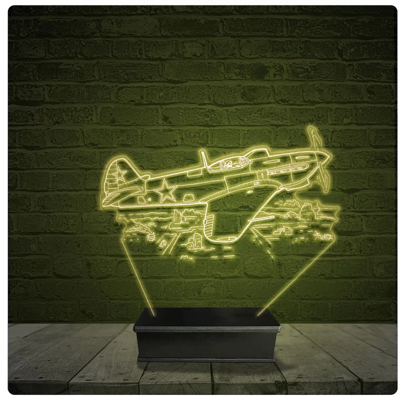 Led Luminária Acrílico Abajur - Avião spitfire 2 guerra