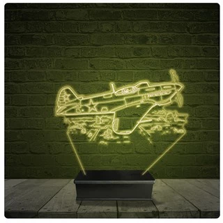 Led Luminária Acrílico Abajur - Avião spitfire 2 guerra