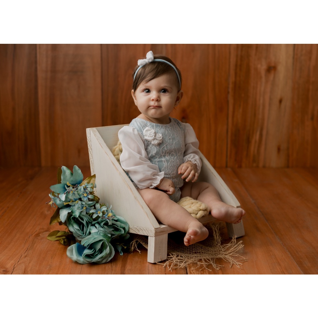 Poltroninha Posicionadora Branco Pátina Cadeirinha Sofá Prop Newborn Bebê