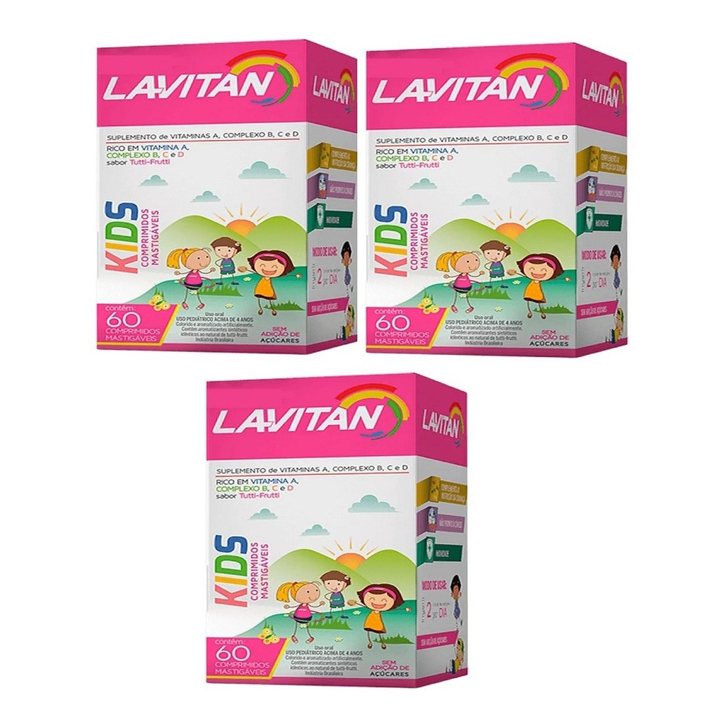 Lavitan kids c/3x60 Vitamina Para Aumentar Imunidade Da Criança com ...