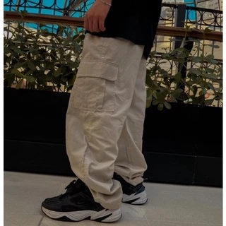 Calça Cargo Bege Skate Sarja C/ Elástico