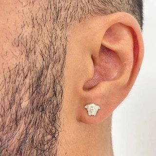 Brinco De Prata Masculina Banho de Prata 925 Italiana Rosto Medusa em Oferta na Shopee