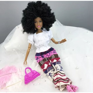 Boneca Barbie Negra Articulada Feita Mexer Roupa Yoga - Alfabay