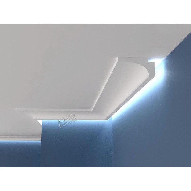 3m de Sanca 18cm em EPS p/ iluminação indireta Fita de LED Moldura roda-teto cantoneira forro pvc madeira ñ gesso iso4sa180