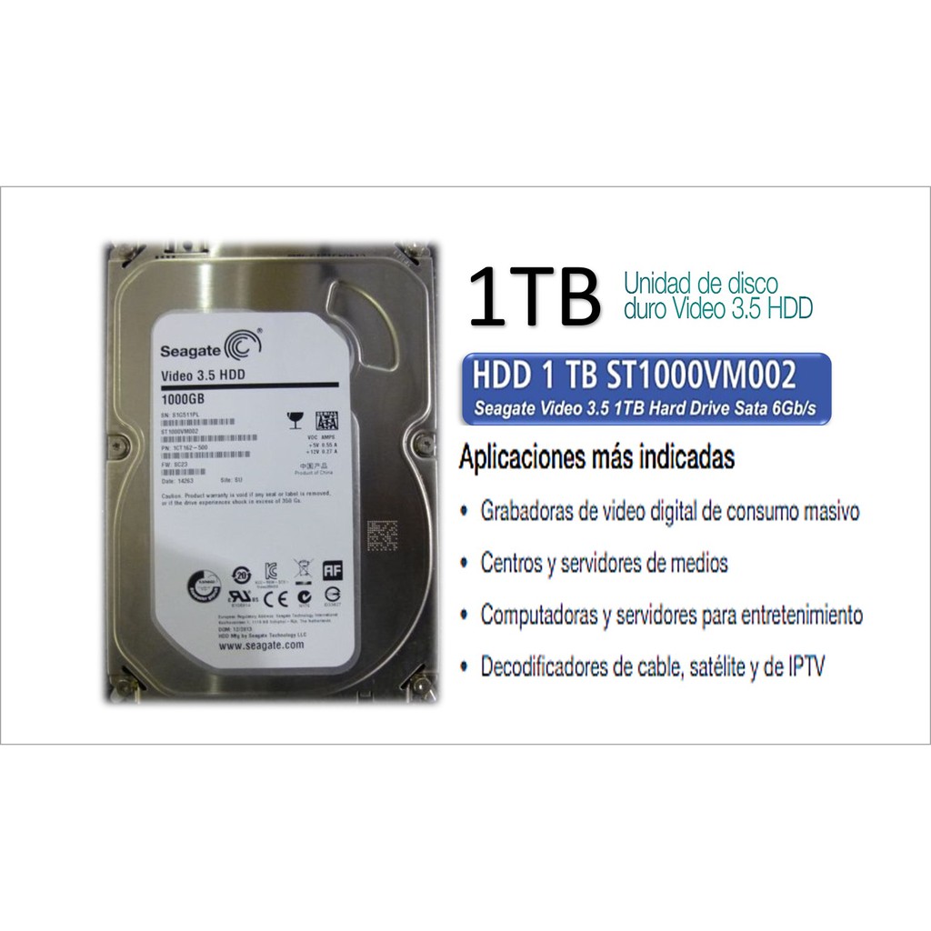 Hard Disk Seagate Video 3.5″ Da 1TB – ST1000VM002, SATA 6Gb/s, 5900 RPM, 64MB Cache