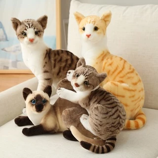 Realista De Pelúcia Gato Siamese Brinquedo Simulação Americano Curto Cadeira Bonito Boneca De Estimação Home Decor Presente