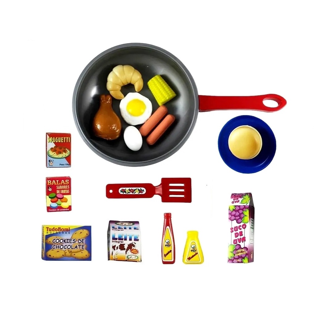 Kit Cozinha Infantil com Frigideira, Ovo e Salsicha - 7 Peças - Jogo de  Panelinhas e Comidinhas