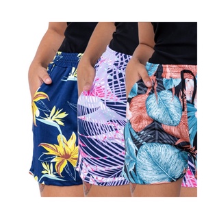 Kit 3 Shorts Bermuda Feminina Crepe Feminino Verão