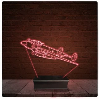 Abajur Luminária Acrílico Led - Avião Guerra Piloto 10