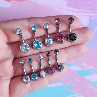 Piercing de Umbigo titânio bananabell com zircônia
