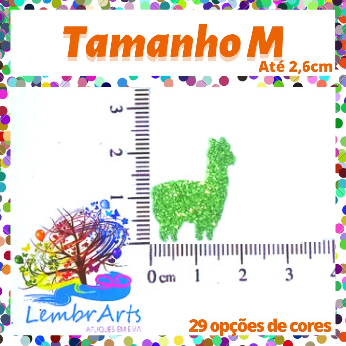 100 Apliques de Lhama M em EVA com Glitter Gliter Pet LembrArts