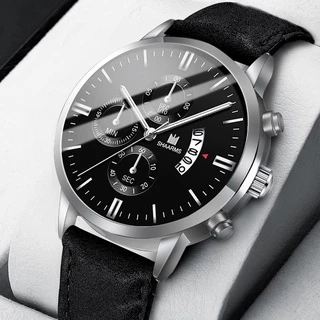 Shaarms Homens De Negócios Relógios Com Data Calendário Pulseira De Couro Casual Masculino Relógio De Pulso De Quartzo