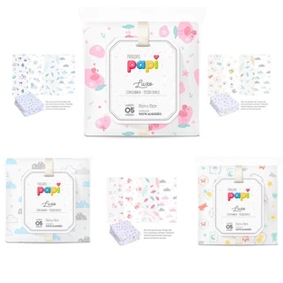 FRALDA DE PANO LUXO C/ BAINHA TECIDO DUPLO PAPI ESTAMPADA KIT C/5UN -100%ALGODAO P/BEBÊ em Oferta na Shopee