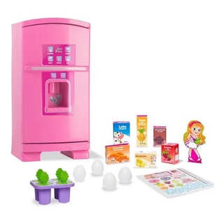 Geladeira de Brinquedo Infantil Sonho de Menina Grande Bebe Sweet Fantasy Cardoso Toys Bebe Menina