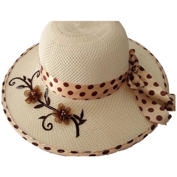 Chapéu Praia Feminino Floppy Aba Laço Piscina Verão flor com borda