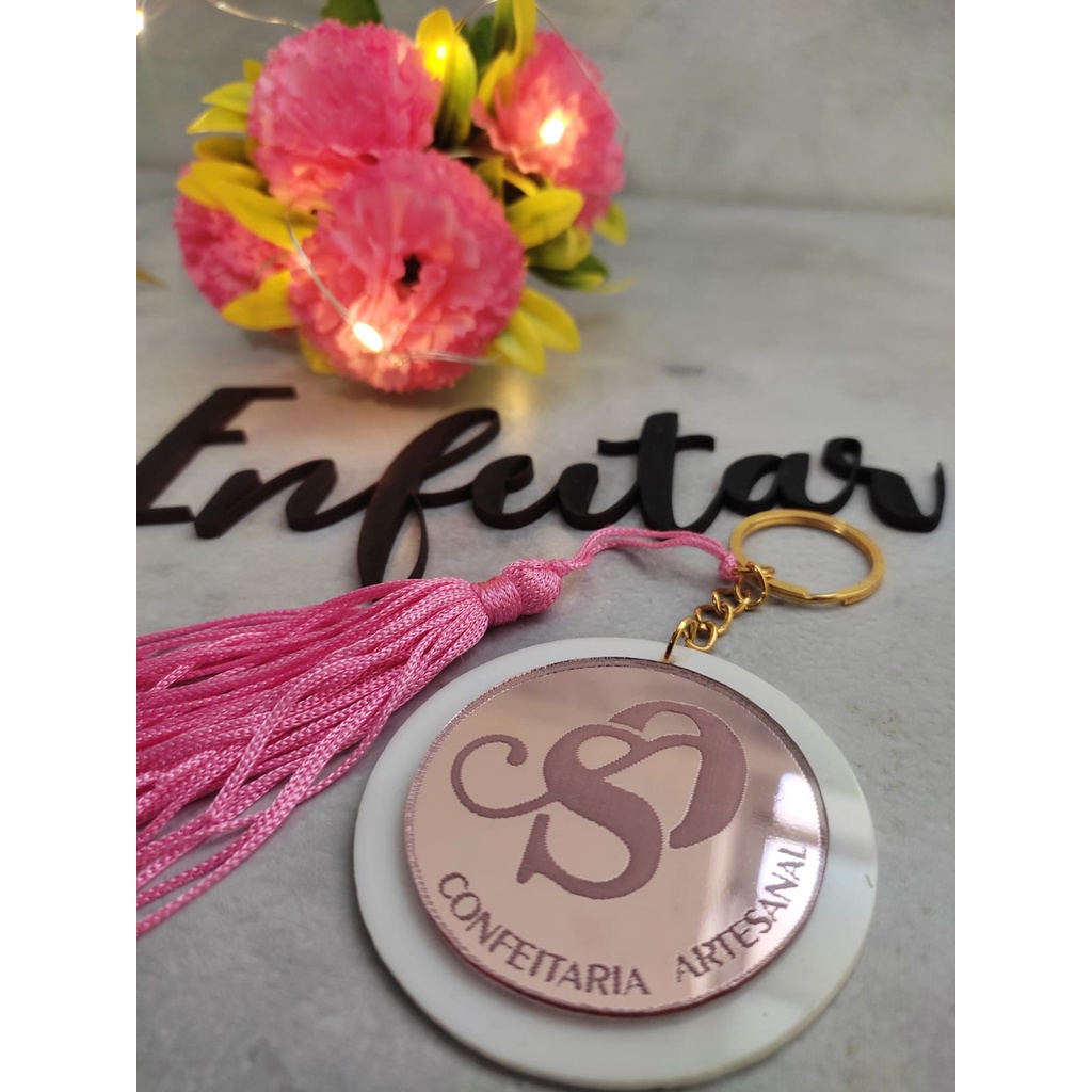 Chaveiro Personalizado nome ou logo da sua empresa - acrílico espelhado - nome gravado