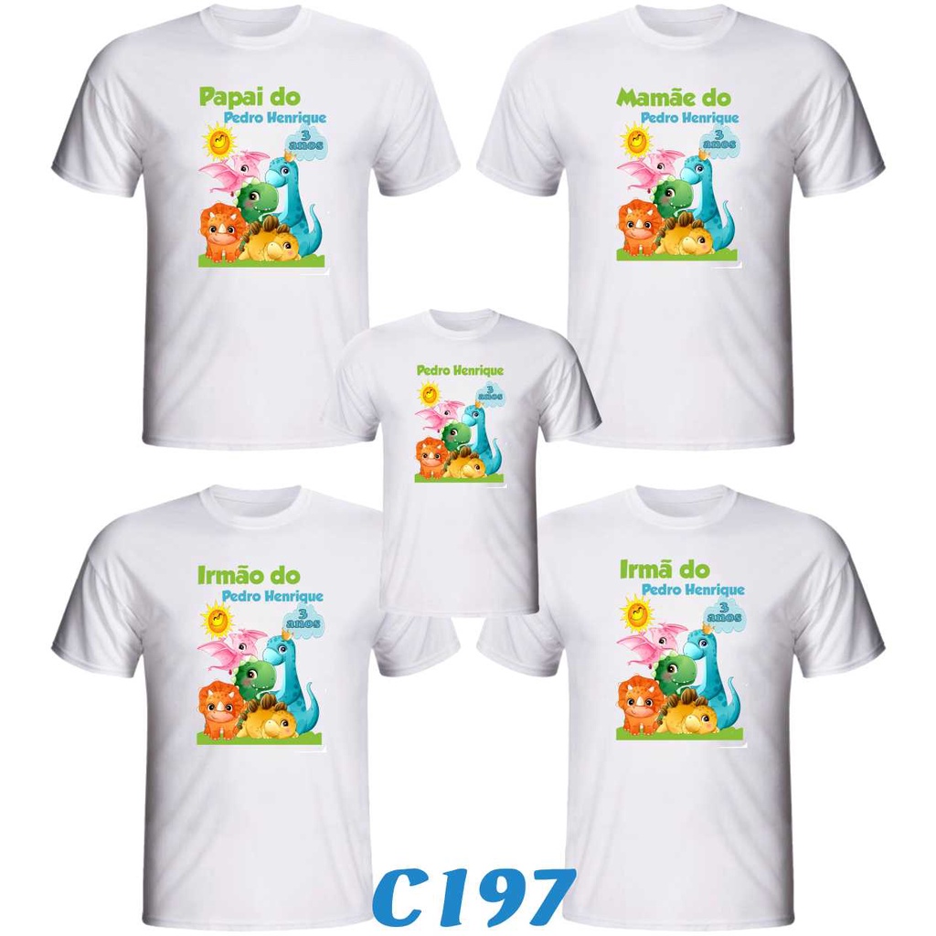 Kit 10 Camisetas " Dinossauros " e " Dinossauro Baby " para Aniversário ou festa personalizada Temática
