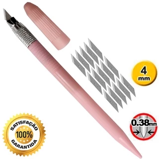 Caneta Estilete Precisao Cartonagem Scrapbook + 15 Laminas Rosa