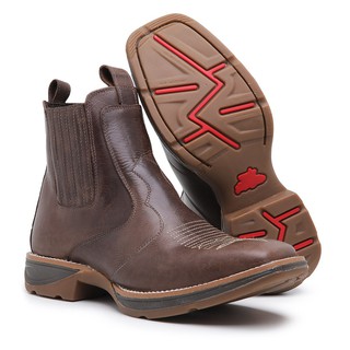 Botina Masculina Jumper Country Bota Texana Bico Quadrado Couro Bovino Legitimo Masculina Cano Curto
