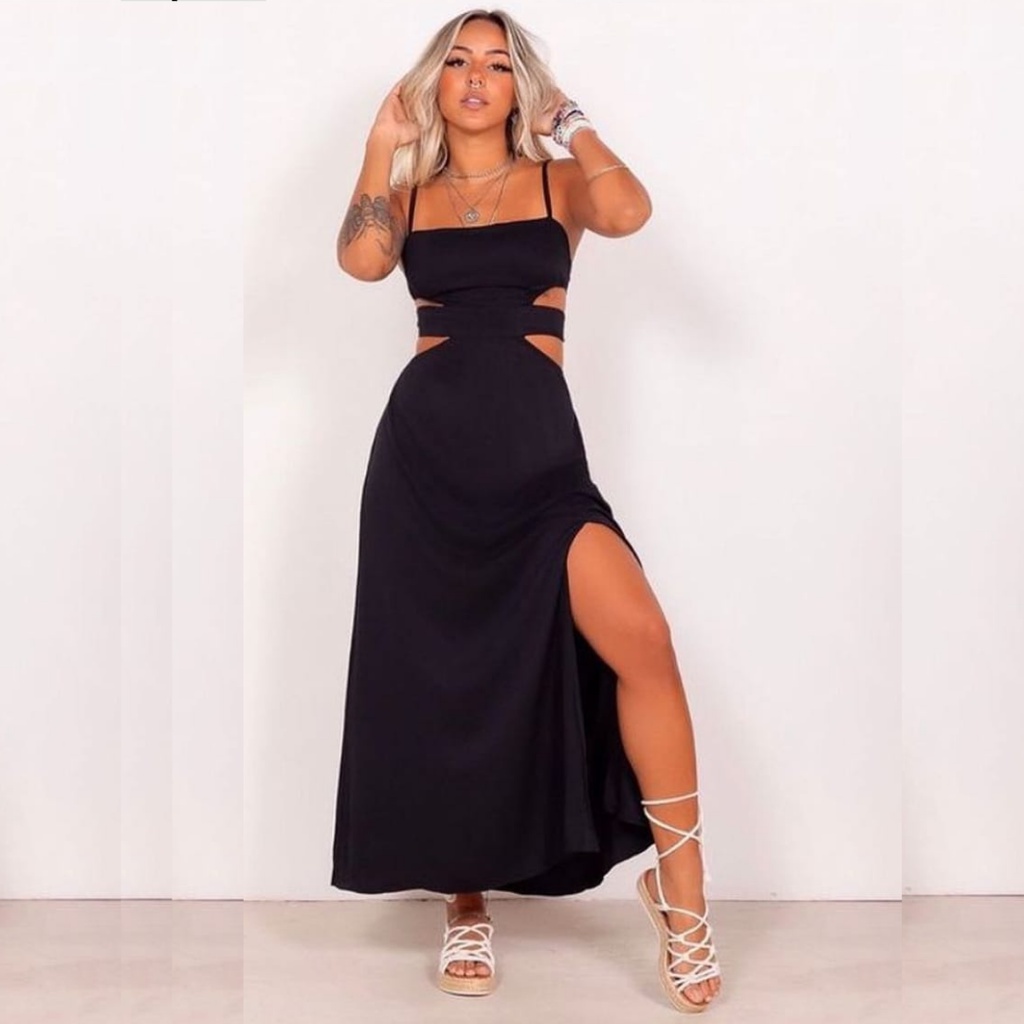 Vestido Longo com Fenda na Perna Roxo